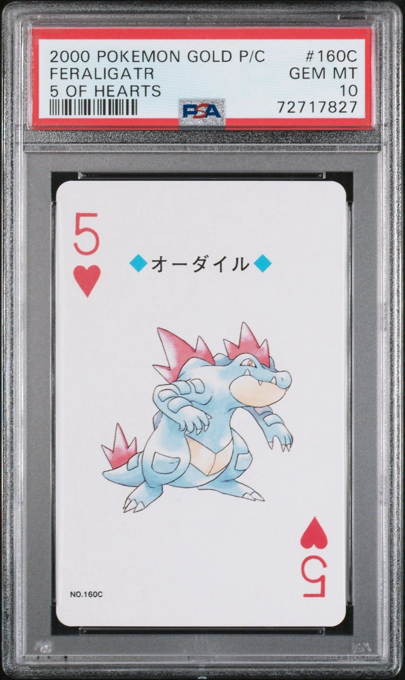 2000 Pokemon Gold Version Playing Cards 160c Feraligatr 5 Of Hearts PSA 10