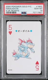 2000 Pokemon Gold Version Playing Cards 160c Feraligatr 5 Of Hearts PSA 10