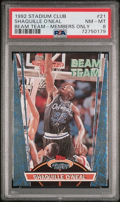 1992 Stadium Club Beam Team 21 Shaquille O'neal Members Only PSA 8