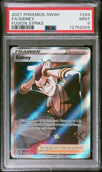2021 Pokemon Sword & Shield Fusion Strike 264 Full Art/sidney PSA 9