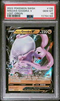 2022 Pokemon Sword & Shield Lost Origin 135 Hisuian Goodra V PSA