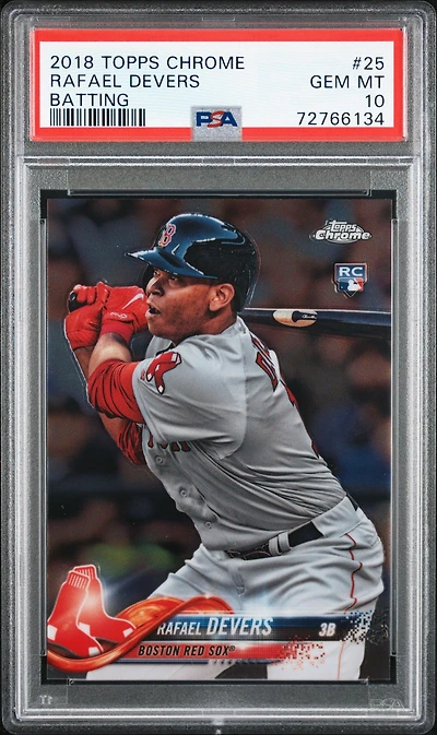 2018 Topps Chrome 25 Rafael Devers Batting PSA 10