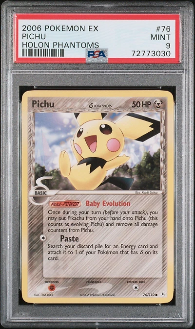 2006 Pokemon Ex Holon Phantoms 76 Pichu PSA 9