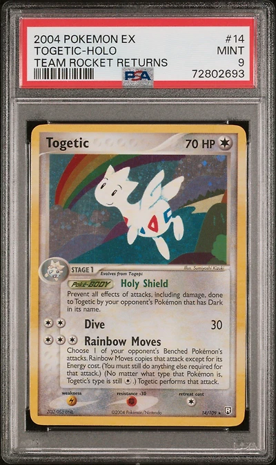 2004 Pokemon Ex Team Rocket Returns 14 Togetic-holo PSA 9