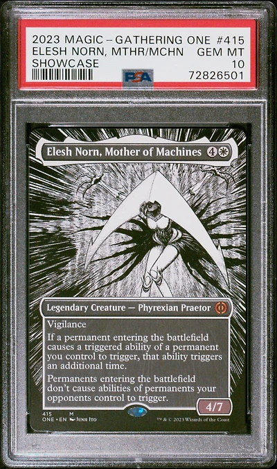 2023 Magic The Gathering Phyrexia: All Will Be One 415 Elesh Norn, Mother Of Machines Showcase PSA 10