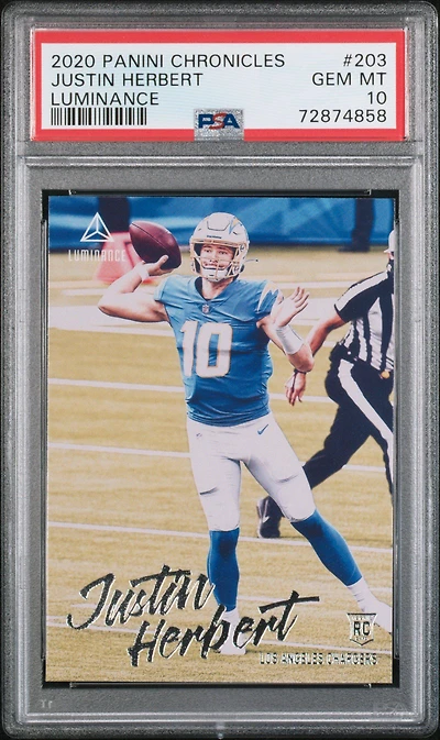 2020 Panini Chronicles Luminance 203 Justin Herbert PSA