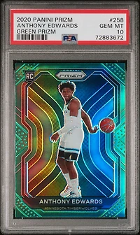 2020 Panini Prizm 258 Anthony Edwards Green Prizm PSA 10