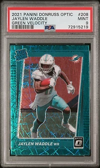 2021 Panini Donruss Optic 208 Jaylen Waddle Green Velocity PSA 9