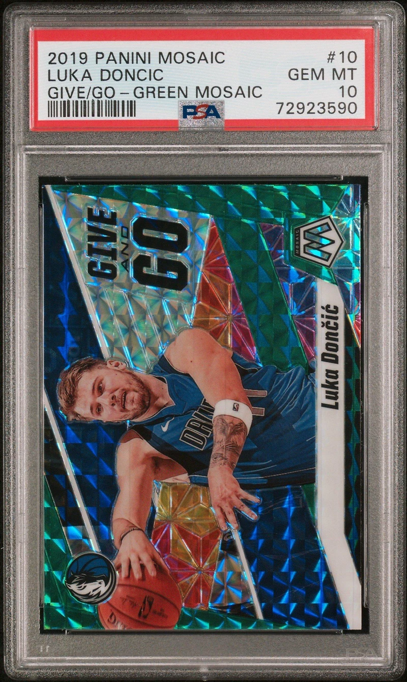2019 Panini Mosaic Give And Go 10 Luka Doncic Green Mosaic PSA 10