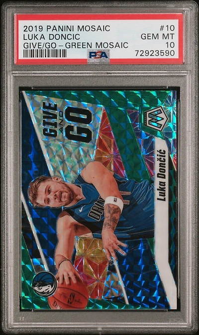 2019 Panini Mosaic Give And Go 10 Luka Doncic Green Mosaic PSA 10