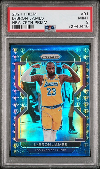 2021 Panini Prizm 91 Lebron James Nba 75th Prizm PSA 9
