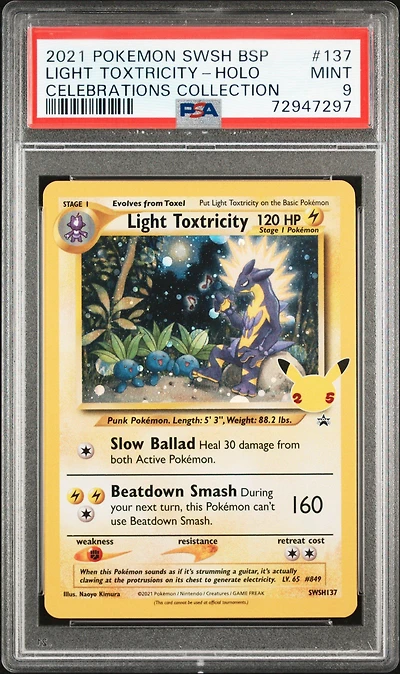 2021 Pokemon Swsh Black Star Promo 137 Light Toxtricity-holo Celebrations Collection PSA
