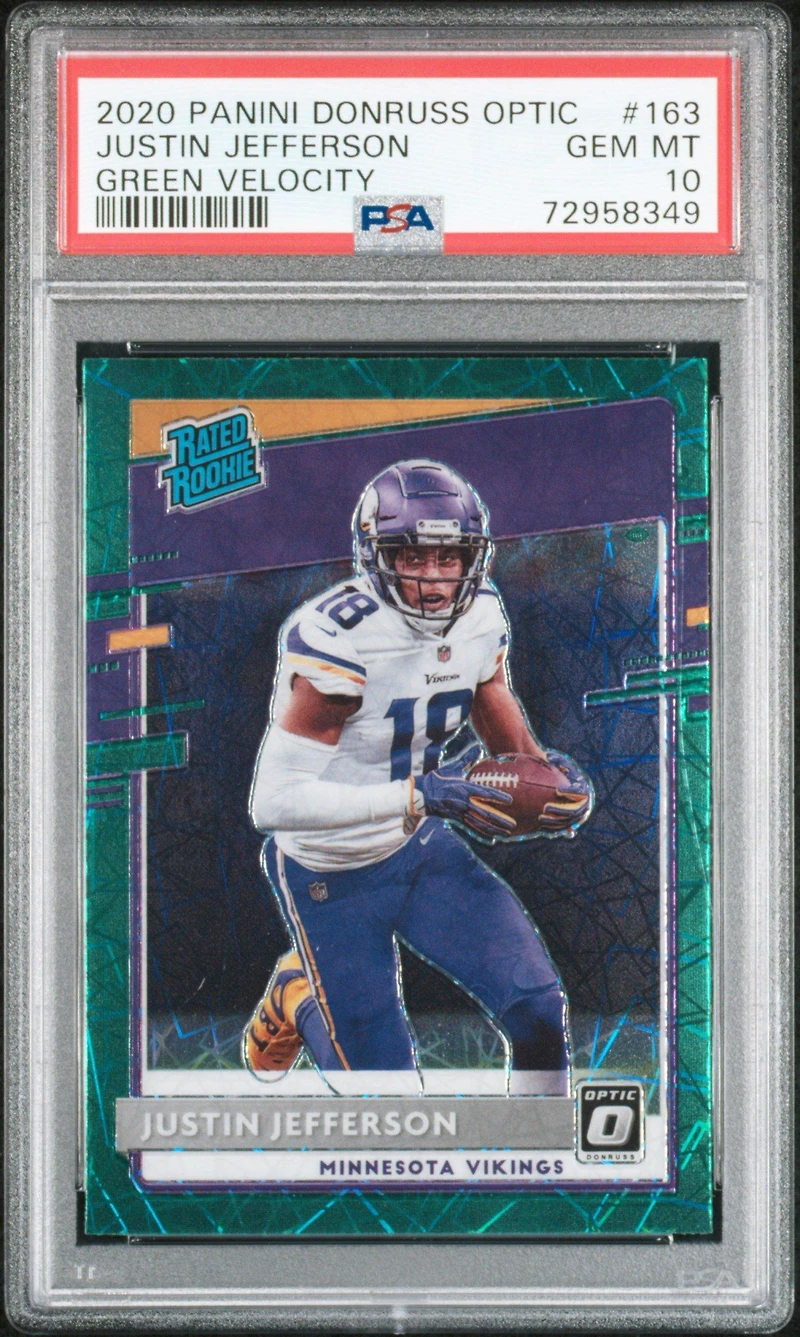 2020 Panini Donruss Optic 163 Justin Jefferson Green Velocity PSA 10
