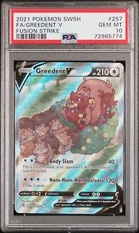 2021 Pokemon Sword & Shield Fusion Strike 257 Fa/greedent V PSA 10