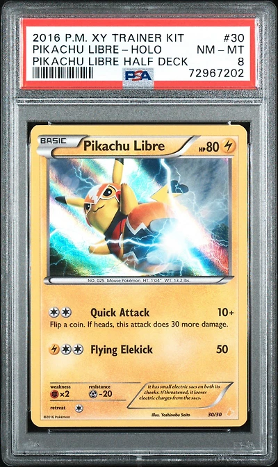 2016 Pokemon Xy Trainer Kit Pikachu Libre Half Deck 30 Pikachu Libre-holo PSA 8
