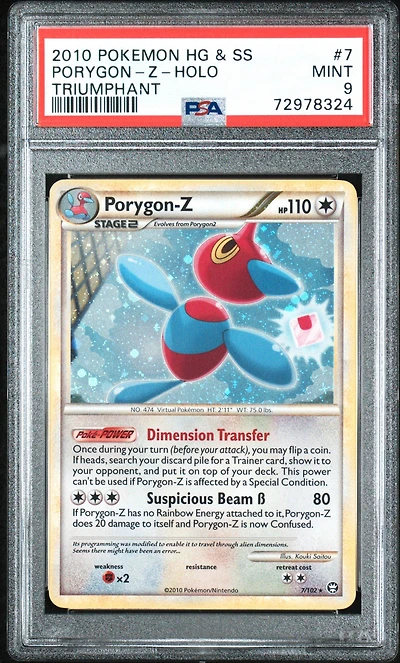 2010 Pokemon Heartgold & Soulsilver Triumphant 7 Porygon-z-holo PSA 9
