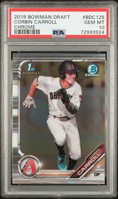 2019 Bowman Draft Bdc125 Corbin Carroll Chrome PSA 10