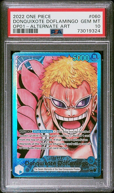 2022 One Piece Romance Dawn Donquixote Doflamingo Alternate Art PSA 10