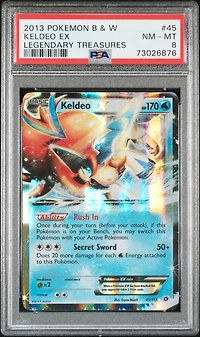 2013 Pokemon Black & White Legendary Treasures 45 Keldeo Ex PSA 8