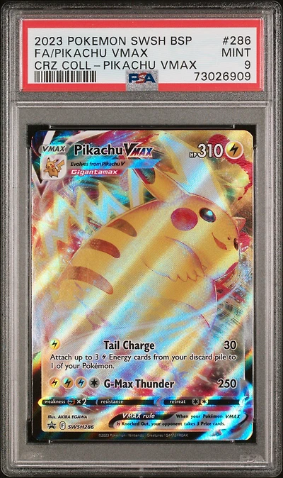 2023 Pokemon Swsh Black Star Promo 286 Full Art/pikachu Vmax Crown Zenith Collections-pikachu Vmax PSA