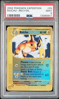 2002 Pokemon Expedition 25 Raichu-reverse Foil PSA