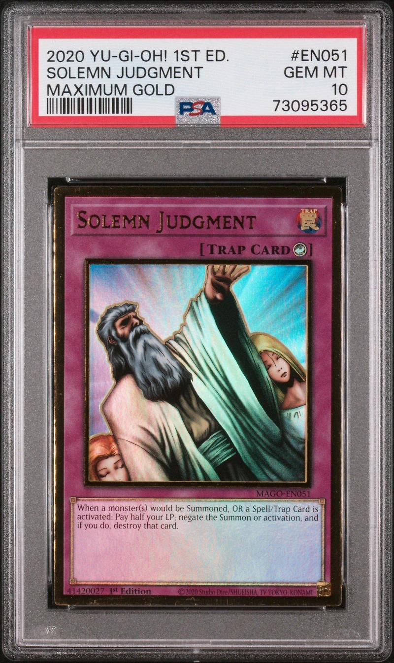 2020 Yu-gi-oh! Maximum Gold En051 Solemn Judgment 1st Edition PSA 10