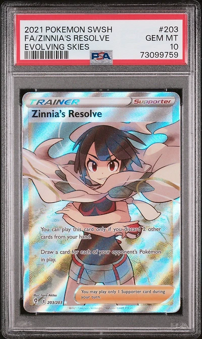 2021 Pokemon Sword & Shield Evolving Skies Fa/zinnia's Resolve PSA 10