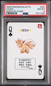 1998 Pokemon Blue Version Playing Cards 037 Vulpix Queen Of Clubs PSA