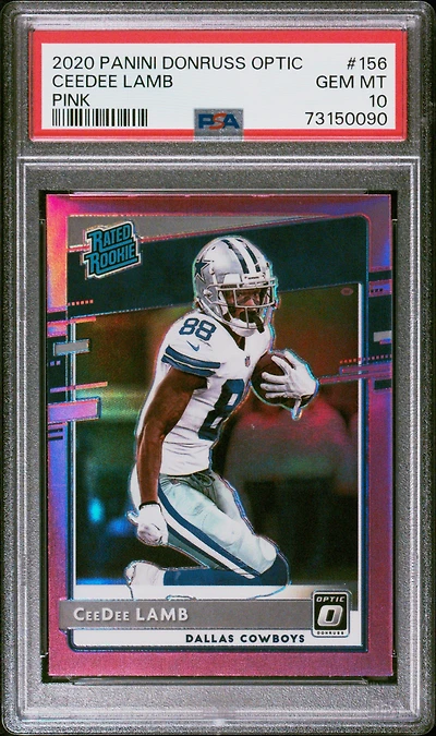 2020 Panini Donruss Optic 156 Ceedee Lamb Pink PSA