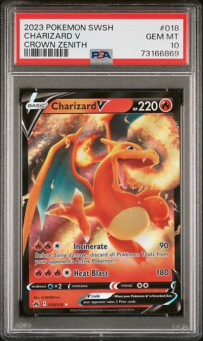 2023 Pokemon Sword And Shield Crown Zenith 018 Charizard V PSA