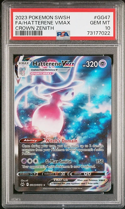 2023 Pokemon Sword And Shield Crown Zenith Gg47 Full Art/hatterene Vmax PSA 10