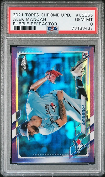 2021 Topps Chrome Update Usc65 Alek Manoah Purple Refractor PSA 10