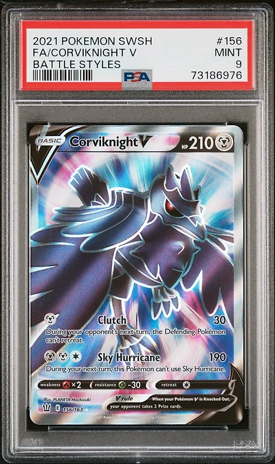 2021 Pokemon Sword & Shield Battle Styles 156 Full Art/corviknight V PSA 9