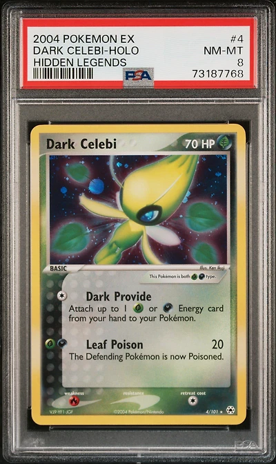 2004 Pokemon Ex Hidden Legends 4 Dark Celebi-holo PSA 8
