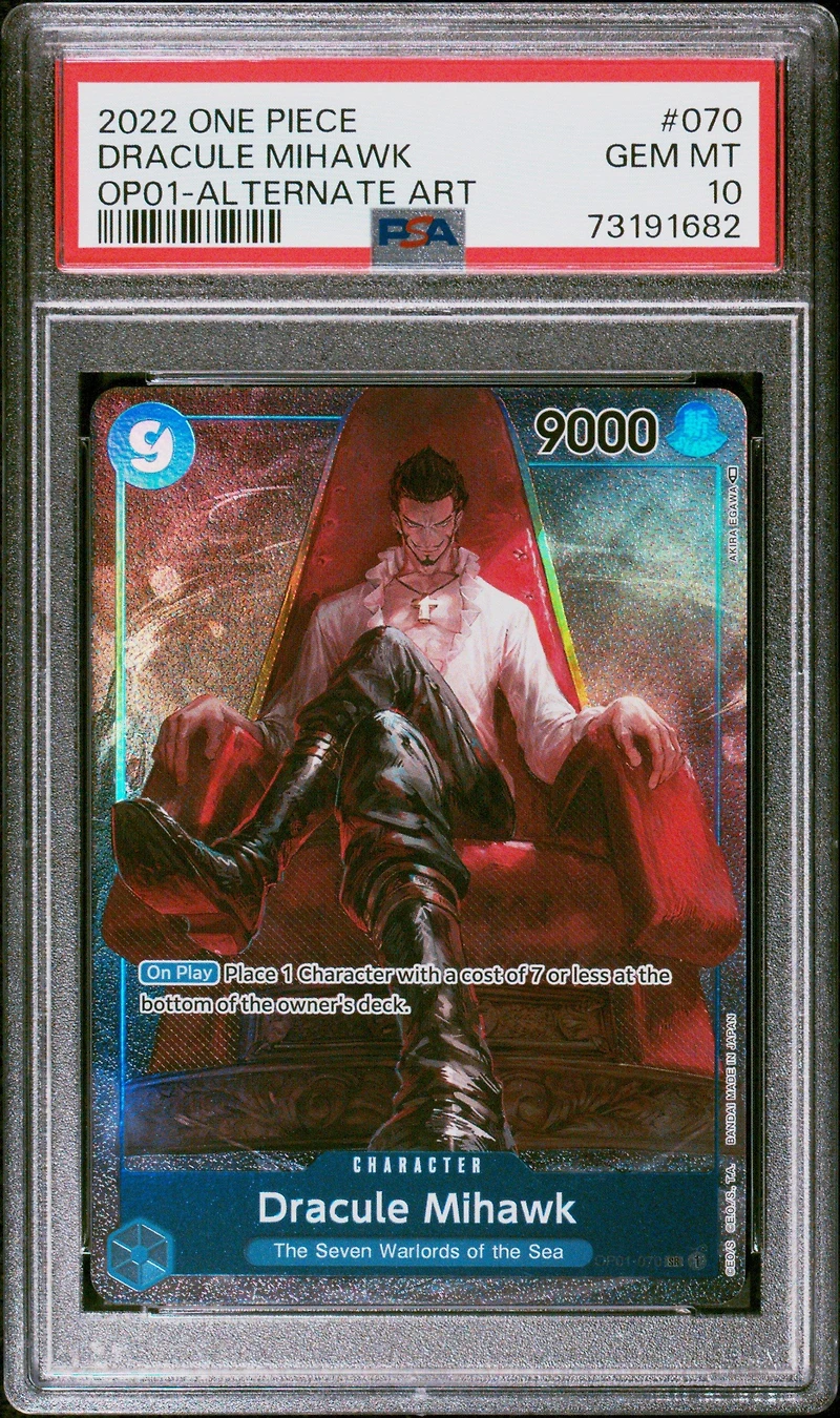 2022 One Piece Op01-romance Dawn 070 Dracule Mihawk Alternate Art PSA 10