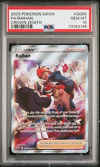2023 Pokemon Sword And Shield Crown Zenith Gg65 Fa/raihan PSA 10