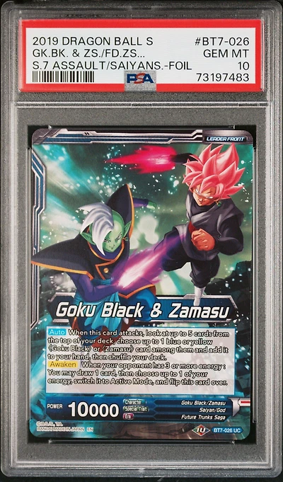 2019 Dragon Ball Super Card Game Series 7 Assault Of The Saiyans Bt7-026 Goku Black & Zamasu\fused Zamasu, Supreme Strike Foil PSA 10
