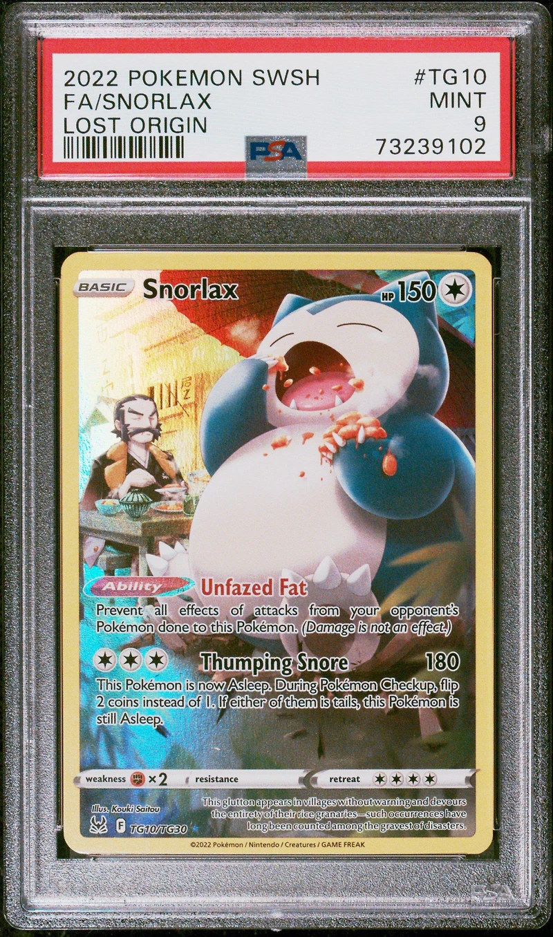 2022 Pokemon Sword & Shield Lost Origin Tg10 Fa/snorlax PSA