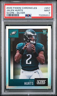 2020 Panini Chronicles Score 457 Jalen Hurts Silver PSA 9