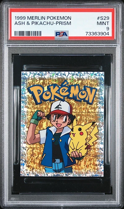 1999 Merlin Pokemon S29 Ash & Pikachu-prism PSA