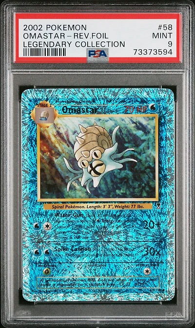 2002 Pokemon Legendary Collection 58 Omastar-reverse Foil PSA 9