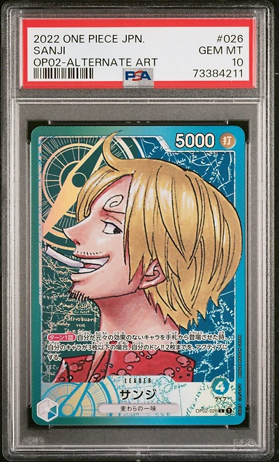 2022 One Piece Japanese Op02-paramount War 026 Sanji Alternate Art PSA 10