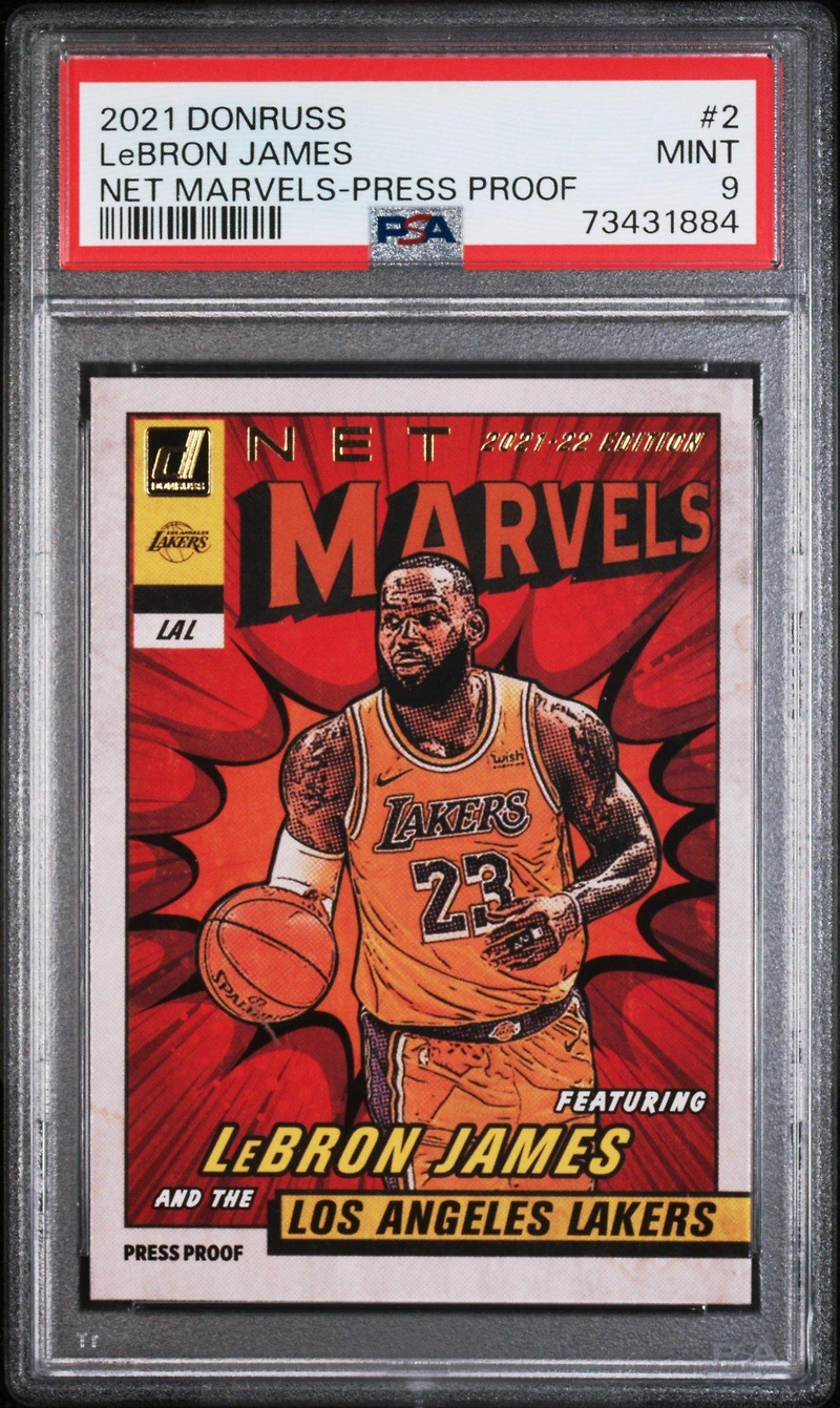 2021 Panini Donruss Net Marvels 2 Lebron James Press Proof PSA 9