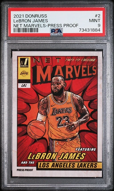 2021 Panini Donruss Net Marvels 2 Lebron James Press Proof PSA 9