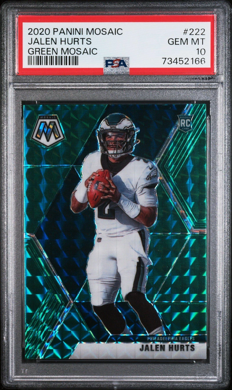 2020 Panini Mosaic 222 Jalen Hurts Green Mosaic PSA 10