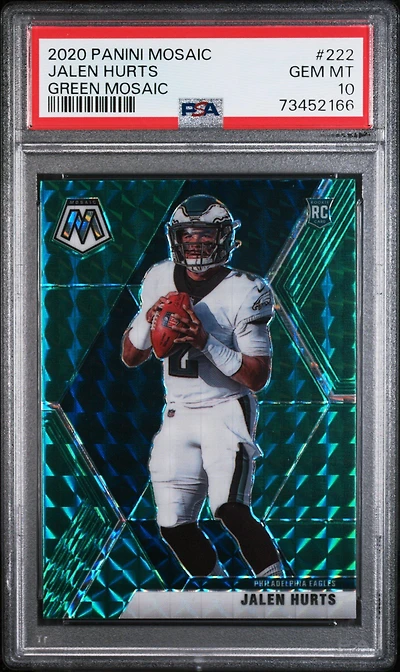 2020 Panini Mosaic 222 Jalen Hurts Green Mosaic PSA 10