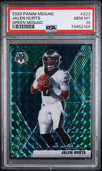 2020 Panini Mosaic 222 Jalen Hurts Green Mosaic PSA 10