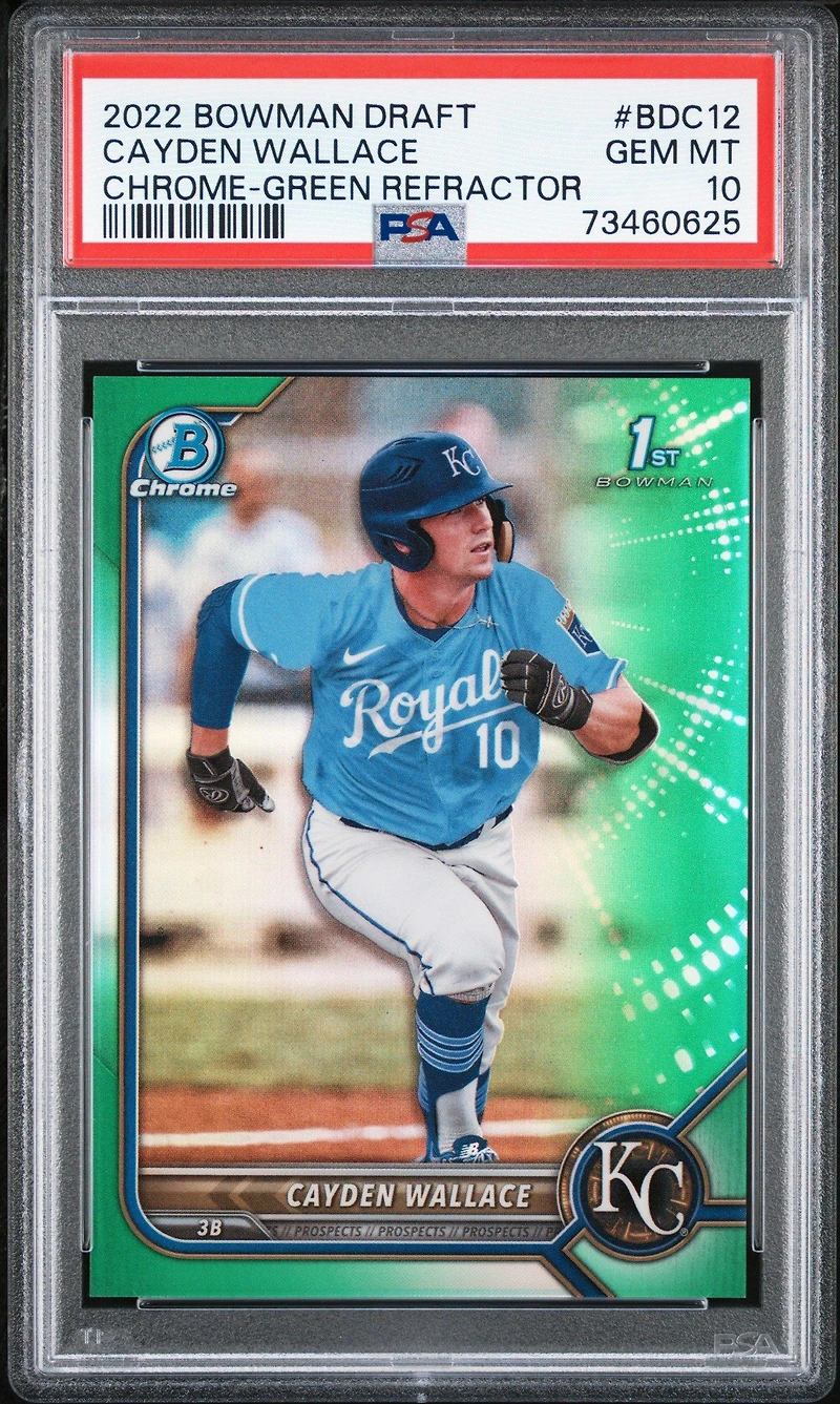 2022 Bowman Draft Bdc12 Cayden Wallace Chrome-green Refractor PSA 10