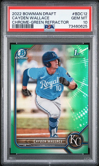 2022 Bowman Draft Bdc12 Cayden Wallace Chrome-green Refractor PSA 10