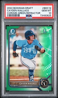 2022 Bowman Draft Bdc12 Cayden Wallace Chrome-green Refractor PSA 10